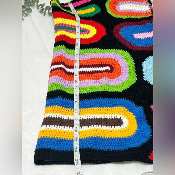 Akira Multicolored Crochet Sweeter Than Honey Halter Neck Mini Dress Cotton M - Picture 7 of 9